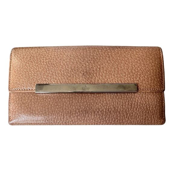 Gucci Beige Pebbled Leather Long Wallet - Picture 1 of 15